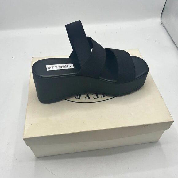 Steve Madden Ramzi Platform Strappy Sandals Black Made In Italy US 8 - Picture 1 of 7